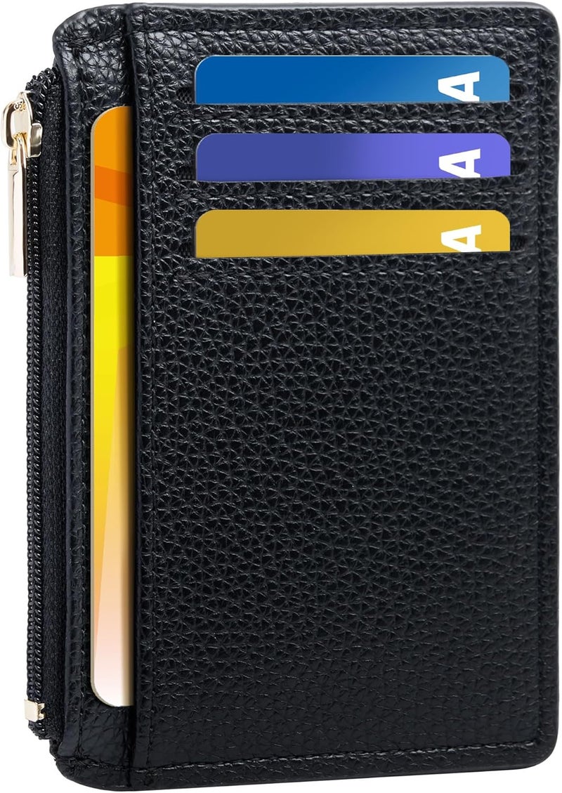 Tipmile Credit Card Holder for Women Slim Minimalist Front Pocket RFID Blocking Wallet Small Compact Card Case with ID Window, Classic Black - Image 1